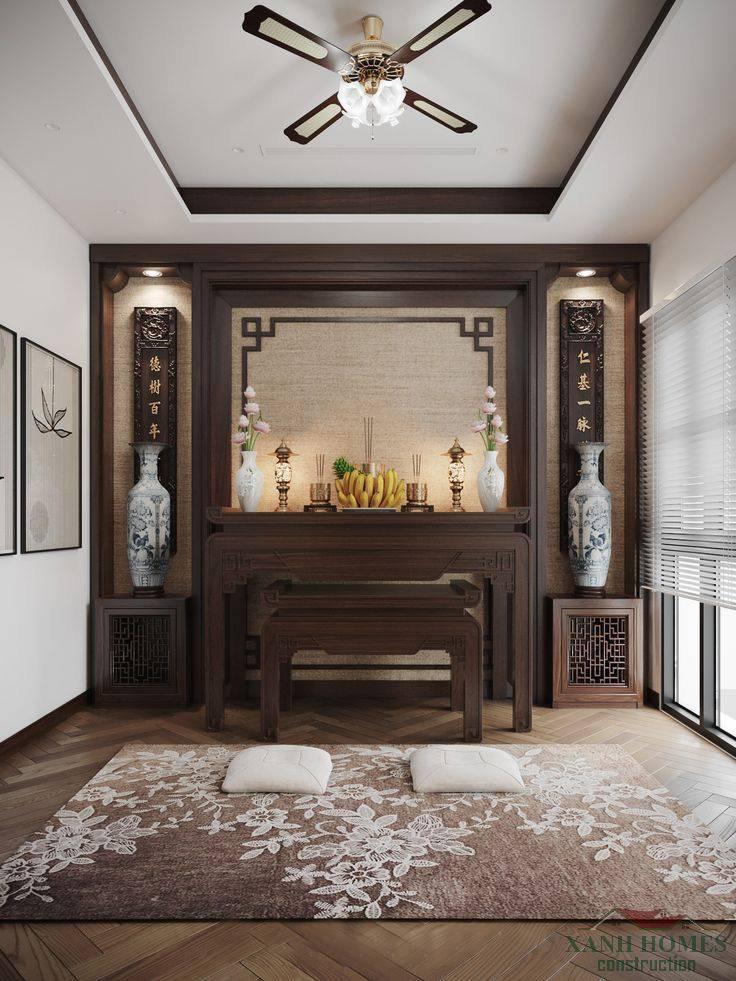 Thiết kế phòng thờ 2025: tối giản ấm, vật liệu bền, ánh sáng tầng