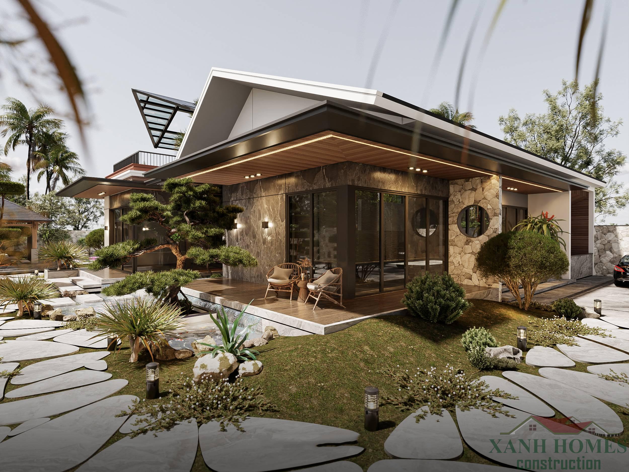 Biệt thự 1 tầng đẹp XanhHomes: Thiết kế sang trọng, tiết kiệm chi phí