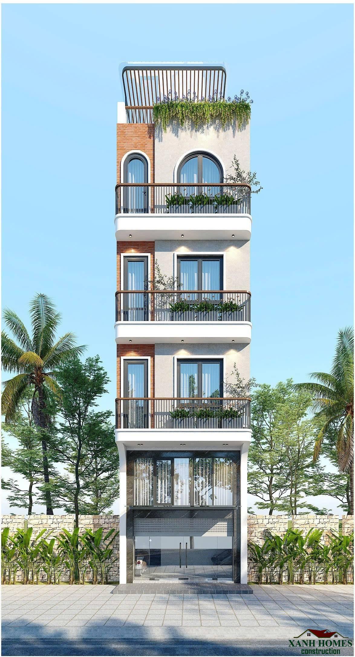 Xu Hướng Thiết Kế Nhà Ống 7 Tầng Thang Máy Diện Tích Nhỏ 4×9.3m Tối Ưu Dòng Tiền Cho Thuê