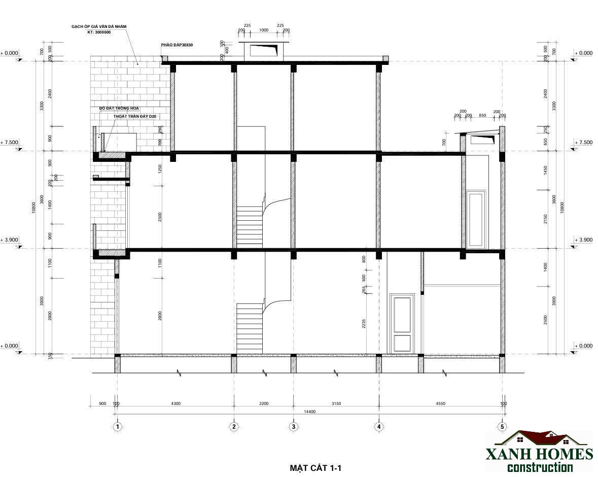 Mẫu Thiết Kế Nhà Ống 3 Tầng Hiện Đại 5×14.4m Xu Hướng Kiến Trúc Xanh Độc Bản