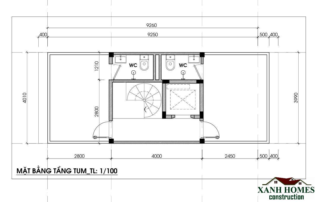 Xu Hướng Thiết Kế Nhà Ống 7 Tầng Thang Máy Diện Tích Nhỏ 4×9.3m Tối Ưu Dòng Tiền Cho Thuê