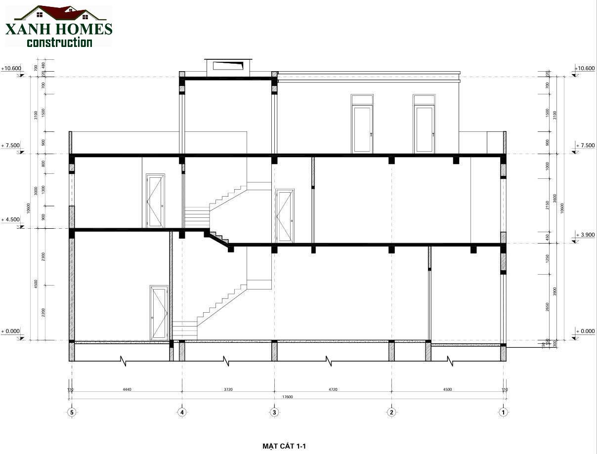 Xu Hướng Thiết Kế Nhà Phố 3 Tầng Hiện Đại 4.5×17.6m Tối Ưu Không Gian Xanh