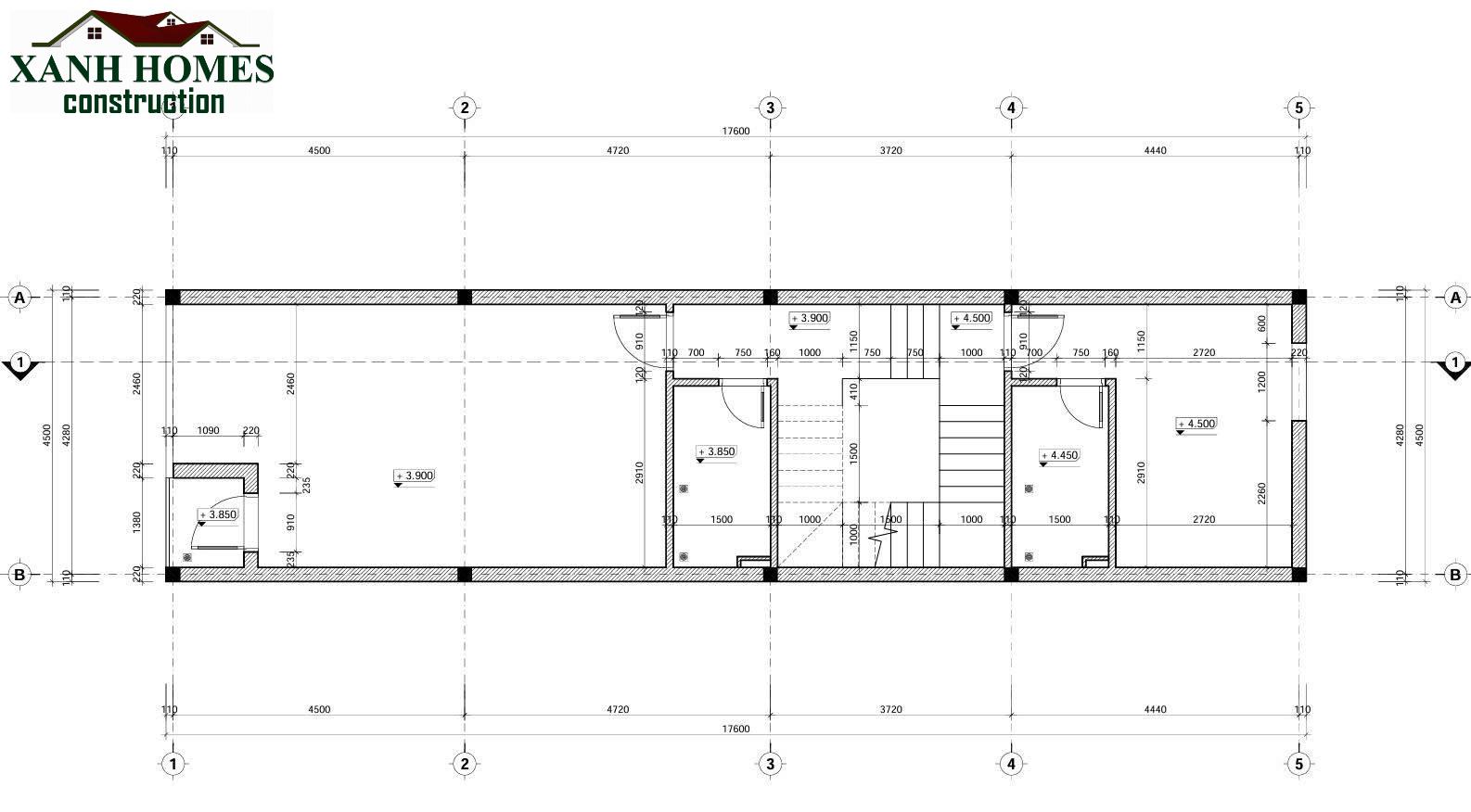 Xu Hướng Thiết Kế Nhà Phố 3 Tầng Hiện Đại 4.5×17.6m Tối Ưu Không Gian Xanh